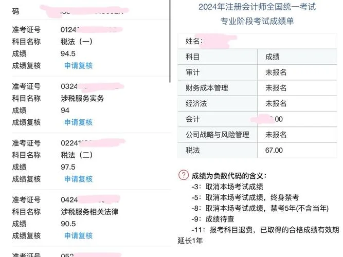 税务师成绩单照片-税务师成绩单照