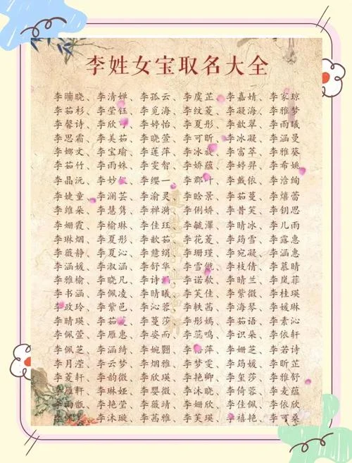 姓氏李起名-姓氏李起名