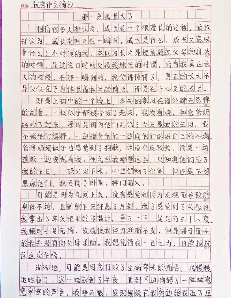 女儿成长感悟的作文_1