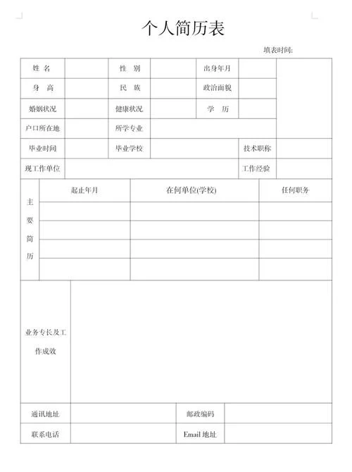 工作简历表怎么写_1
