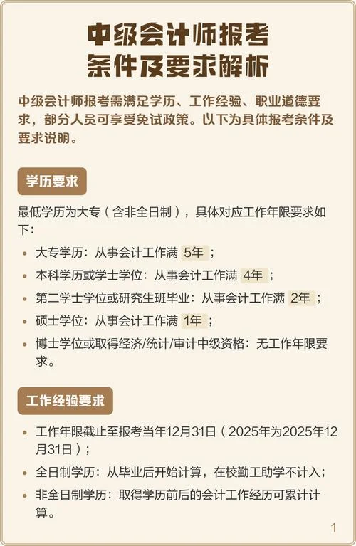 中级会计报考需要什么条件-中级会计报考条件