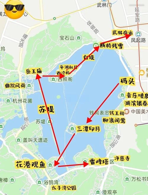 杭州西湖景点图怎么画-杭州西湖景点手绘图