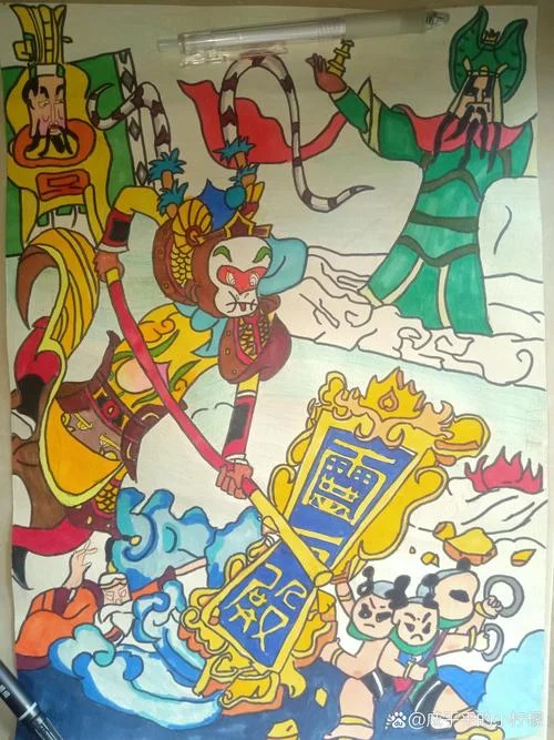 孙悟空大闹天宫图片简笔画_1