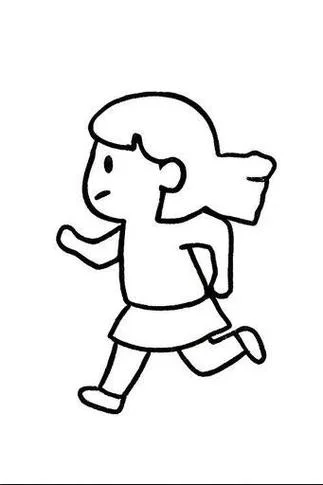 小女孩跑步的简笔画_1