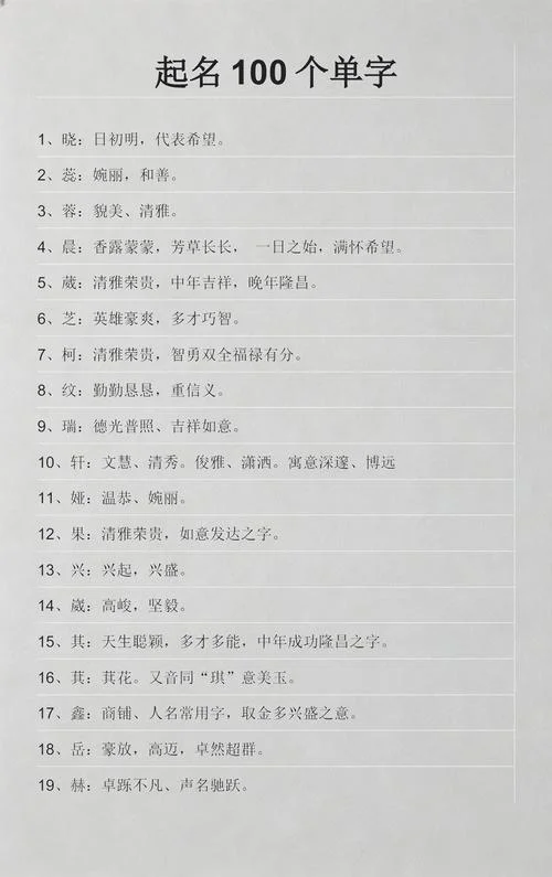 男女孩起名大全单字_2