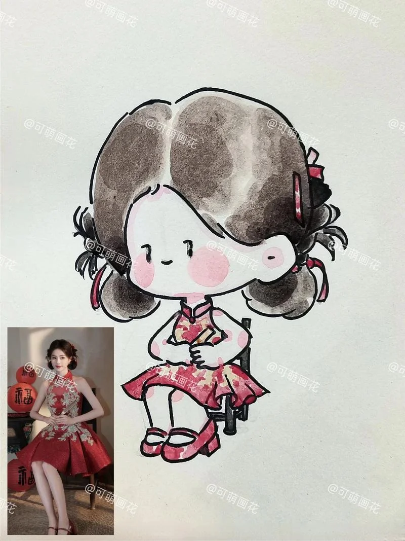 简笔画鹿角少女_1