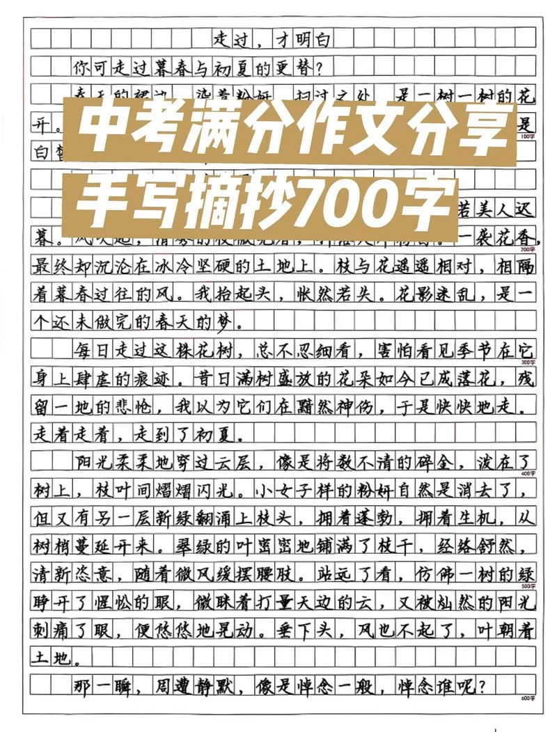 中考满分记叙文带旁批-中考满分记叙文伴读