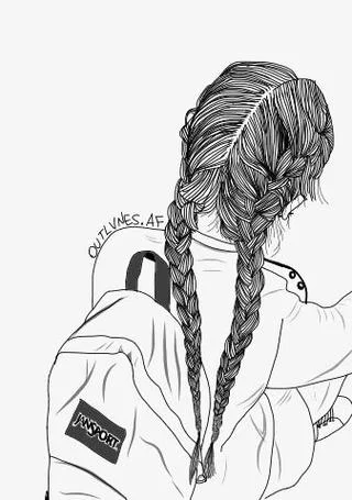女生背影简笔画坐着_1